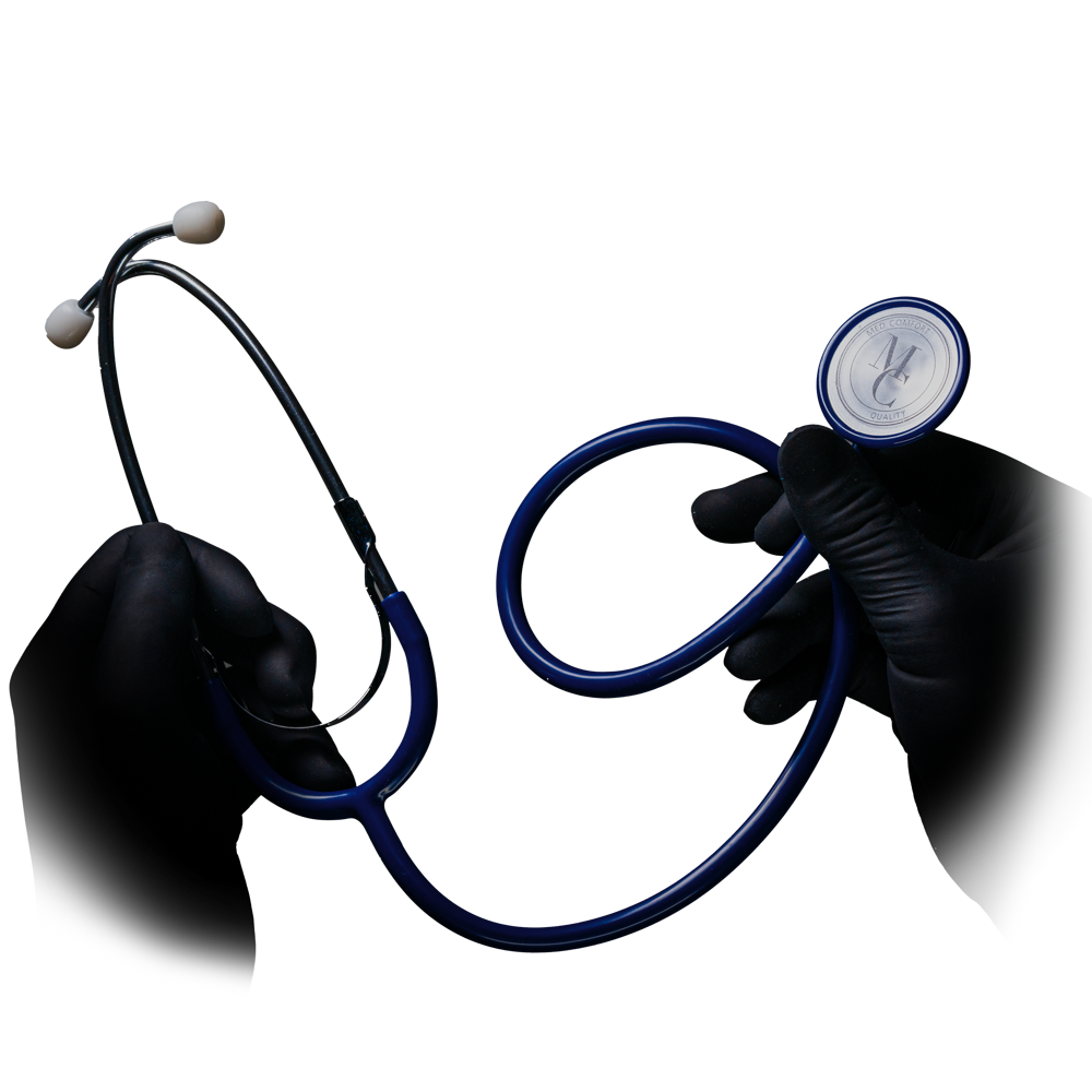 Estetoscopio de cabeza plana de material de pvc, color azul, Med-Comfort: comprar estetoscopio de enfermera con cabeza de aleación de aluminio para su uso en medicina y cuidados como suministros para salas y pacientes.