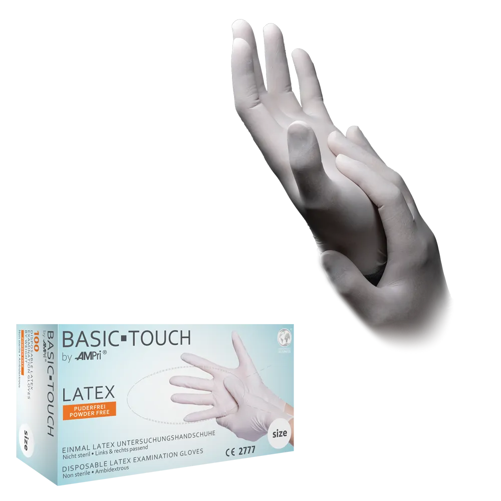 Guantes de látex, blanco, talla S, sin polvo, Basic-Touch