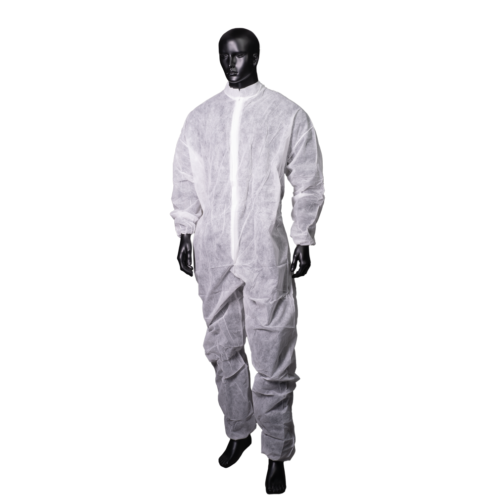 Mono de trabajo desechable, polipropileno blanco, M, Med-Comfort: comprar mono de trabajo desechable con cuello alto y cremallera como ropa de protección.