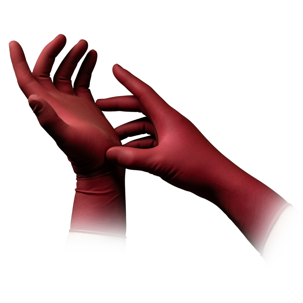 Guantes de látex, rojo, burdeos, talla M, sin polvo, Absogel