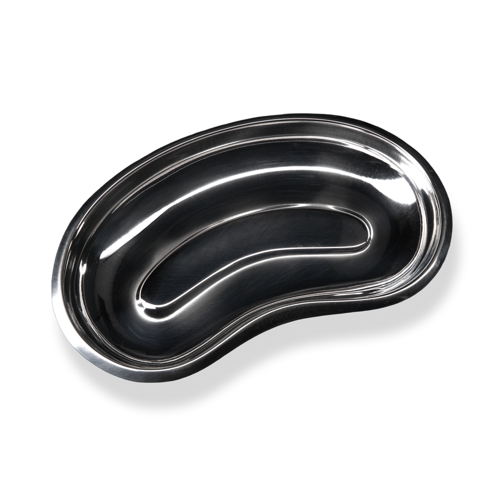 Plato de riñón de acero inoxidable, plata brillante, 250 x 40 mm