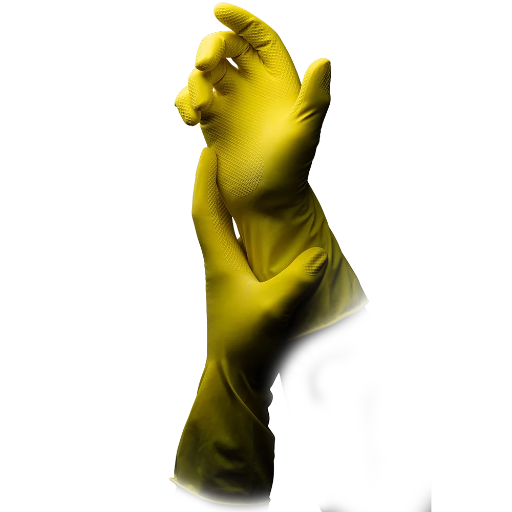 Guantes domésticos de látex, amarillo, talla M, sin polvo, Clean-Comfort: comprar guantes de látex como guantes de limpieza.