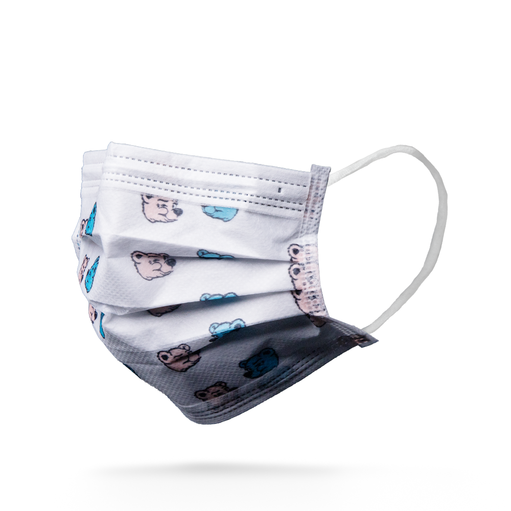 Mascarilla médica, alegre estampado de ositos, HAPPY KIDS