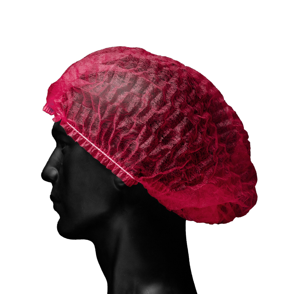 Gorros con clip de PP, detectables, talla M, 48 x 52 cm, color: rojo, Med-Comfort: compre gorros con clip de tejido ligero de polipropileno spunbonded permeable al aire, adecuados para el sector de la higiene.