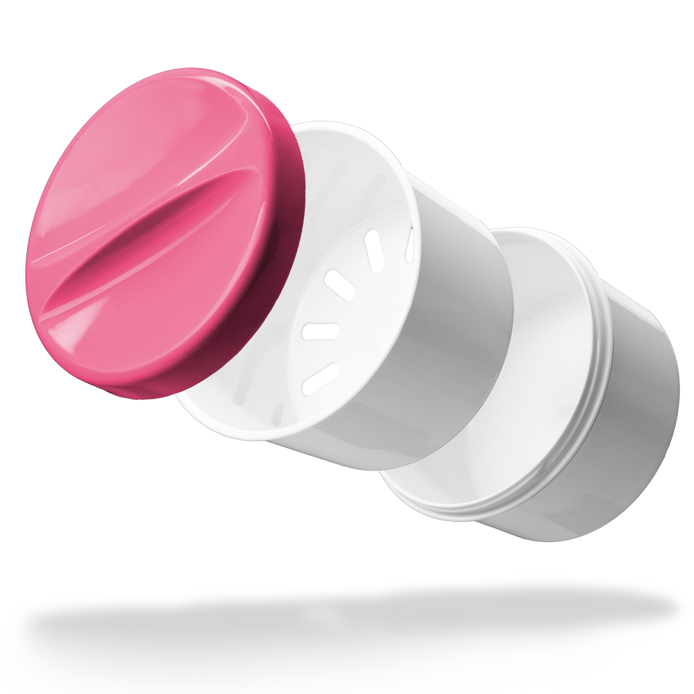 Vaso desechable de PP para dentaduras postizas, blanco, rosa, 250 ml de capacidad