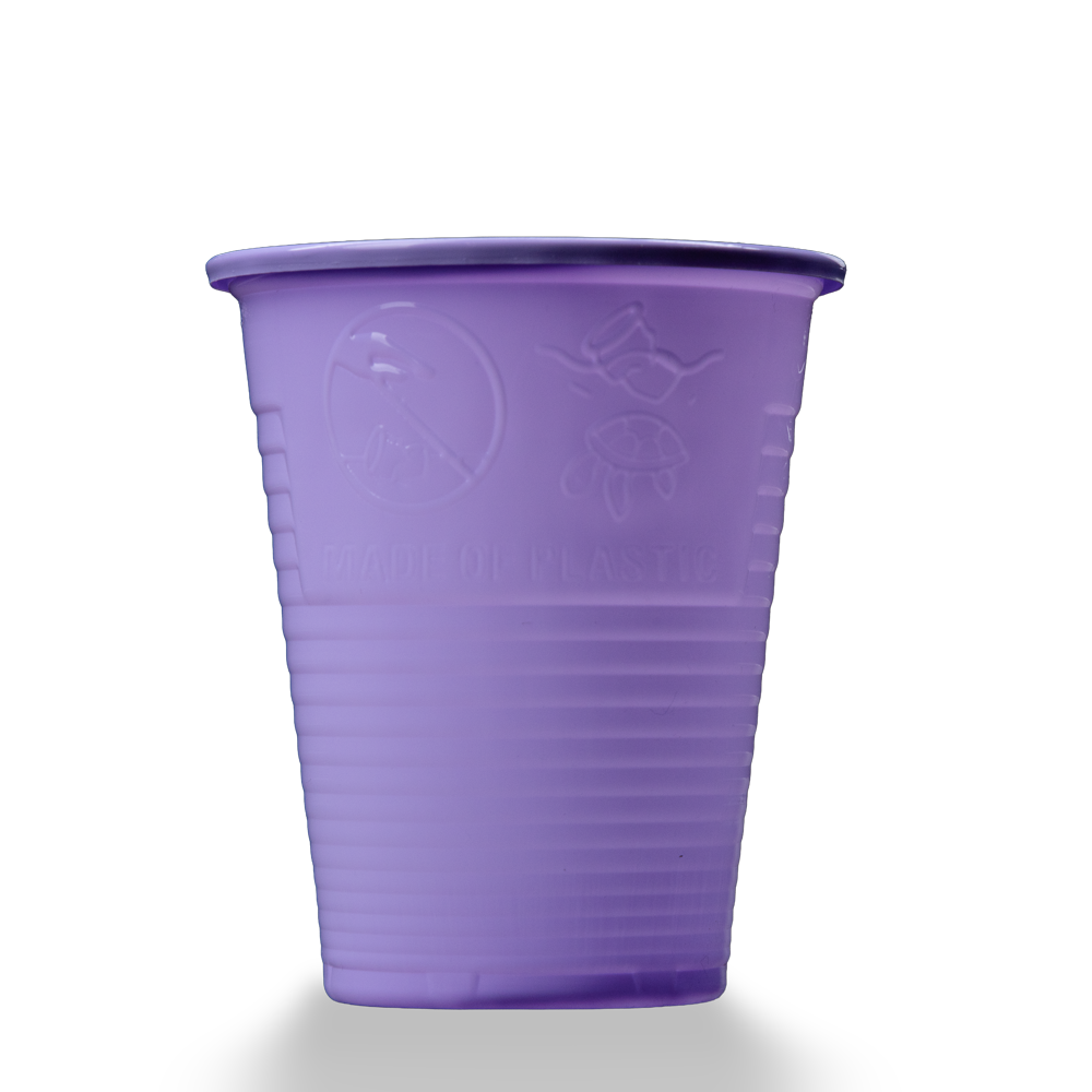 Vaso de enjuague bucal de PE, 180 ml, color morado, polietileno
