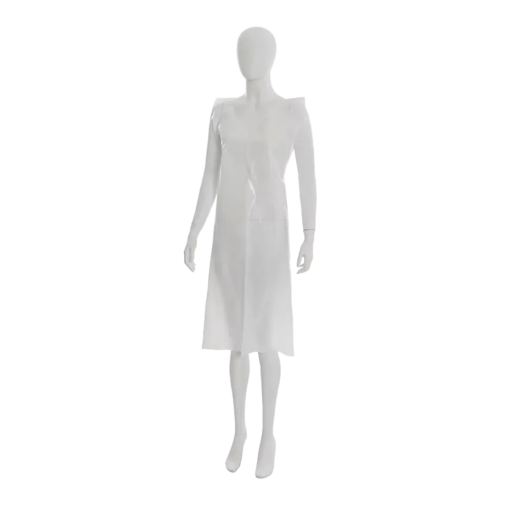 Delantales desechables, blanco, superficie lisa, 75 x 120 cm, polietileno, Med-Comfort
