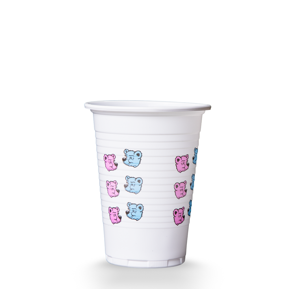 Vaso de enjuague bucal de PE para niños, 180 ml, motivo de oso, polietileno