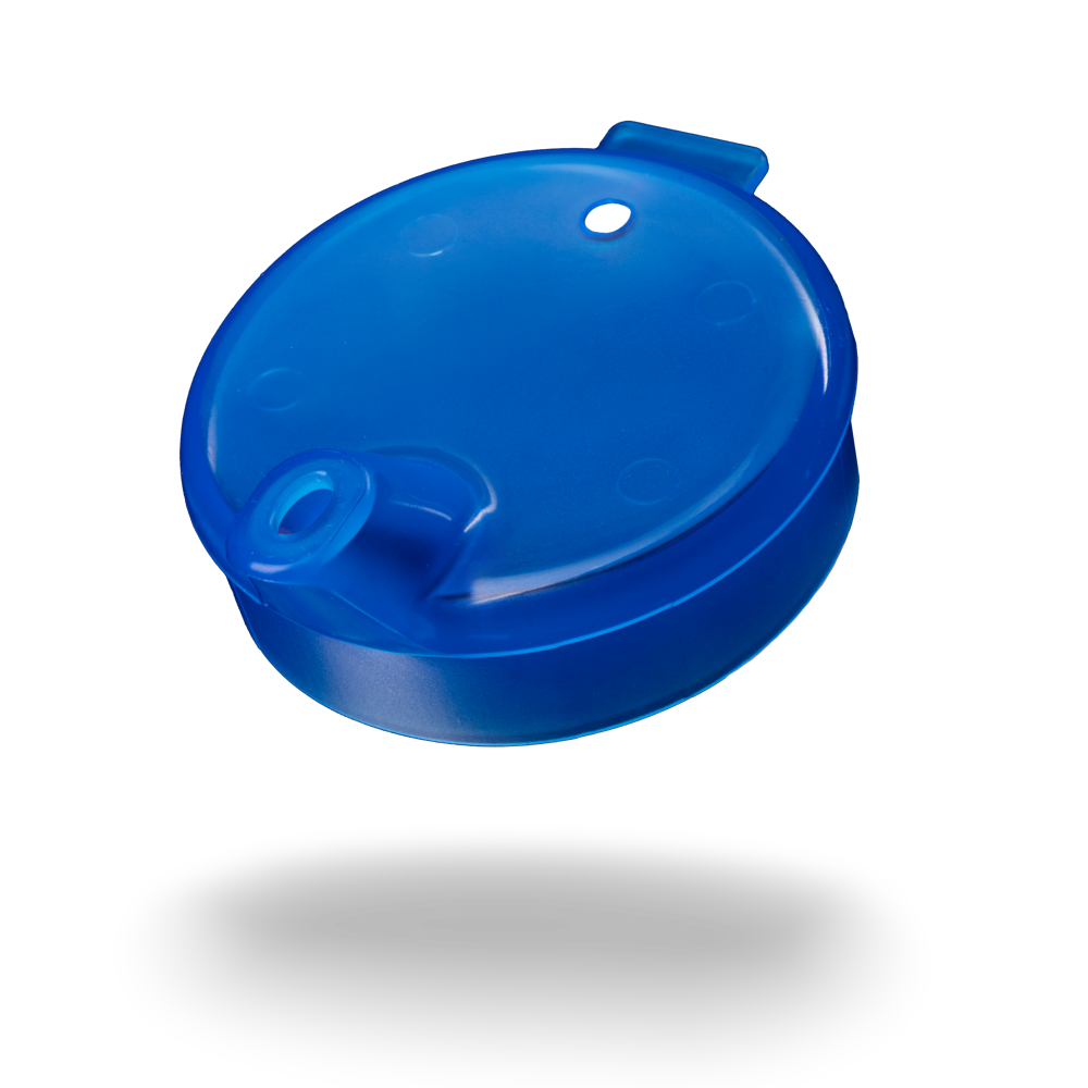 Tapa de taza de pico de PP, azul, 8x4 mm para 250 ml: comprar tapa de polipropileno para taza de pico como material para pacientes.