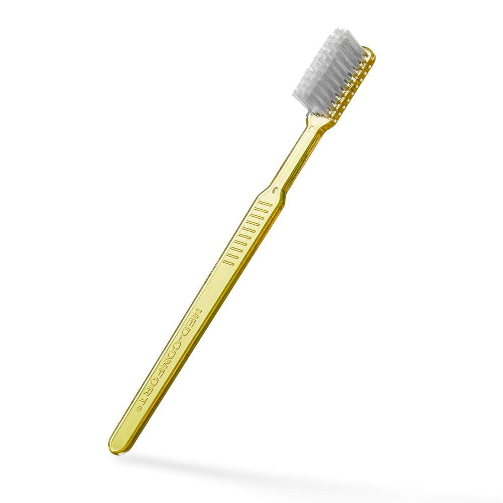 Cepillo dental desechable PS con pasta dentífrica, color amarillo, 15 x 2,6 cm, Med-Comfort: comprar cepillo dental desechable de poliestireno para viajes y uso antes del tratamiento dental, como material dental.