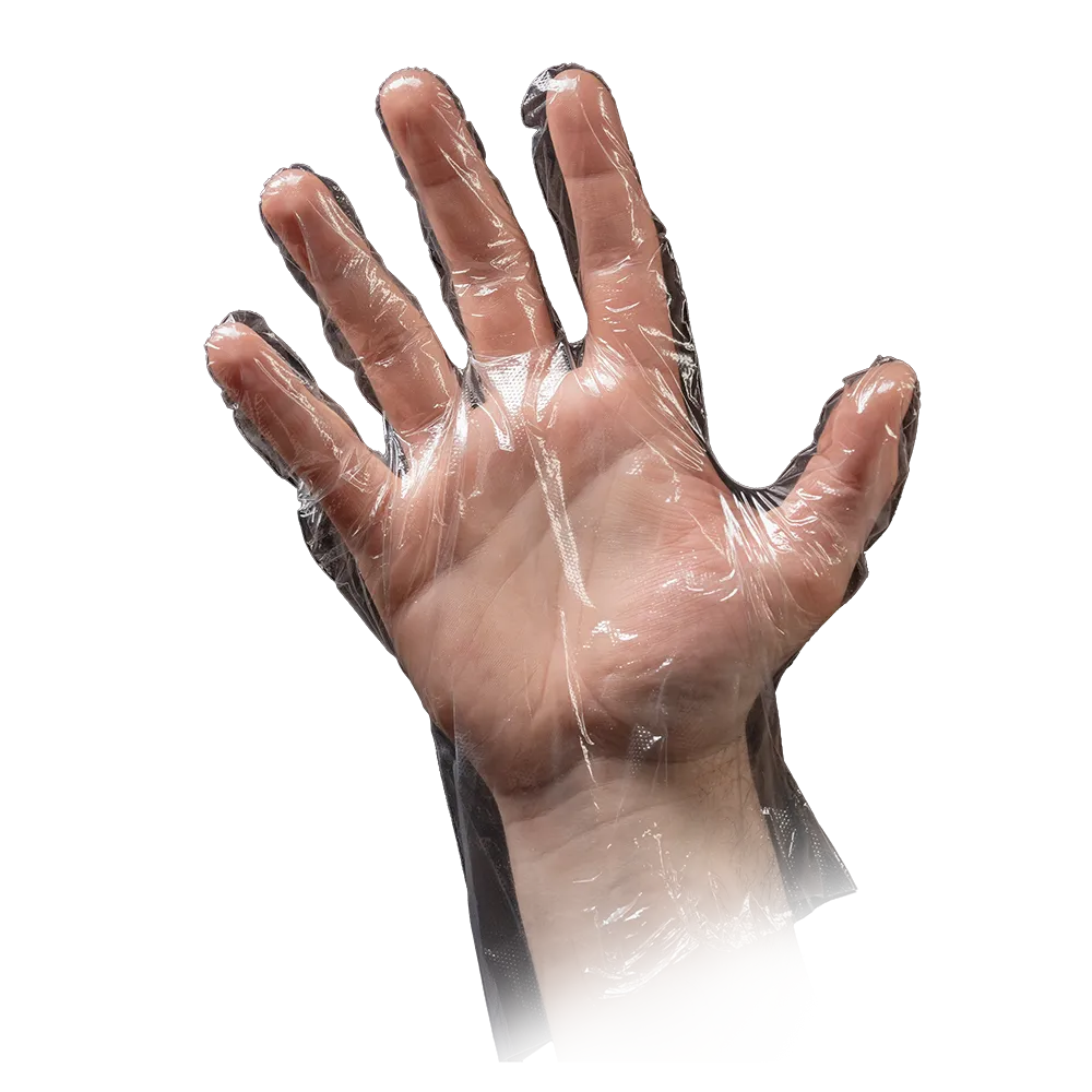 Guante de PE, transparente, talla L (hombre), martillado, Med-Comfort