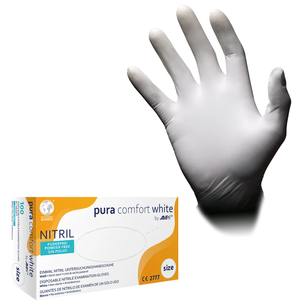 Guantes de nitrilo, blanco, talla XL, sin polvo, Puracomfort blanco: comprar guantes desechables de nitrilo como guantes de protección y guantes de examen de nitrilo.