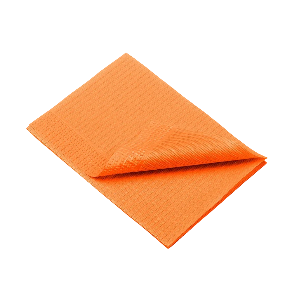 Servilletas dentales desechables para pacientes, 33 x 45 cm, color naranja: comprar servilletas dentales de 1 o 2 capas para su uso durante los tratamientos dentales como suministros de la consulta.