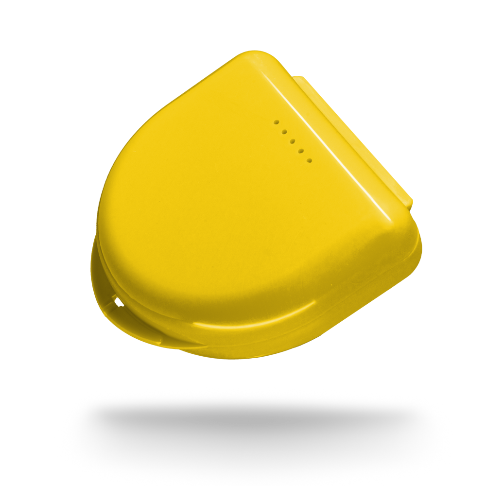 PP Caja de férulas dentales para adultos, 65 x 58 x 20 cm, color amarillo, polipropileno: comprar caja de férulas estable y robusta para guardar férulas dentales y protectorses de mordida como suministros dentales.