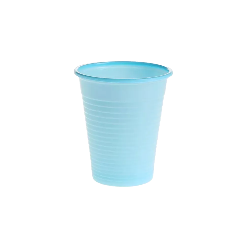 Vaso de enjuague bucal de PE, 180 ml, color azul claro, polietileno: comprar vaso de enjuague bucal de PE resistente y antideslizante con borde redondeado para tratamientos dentales.