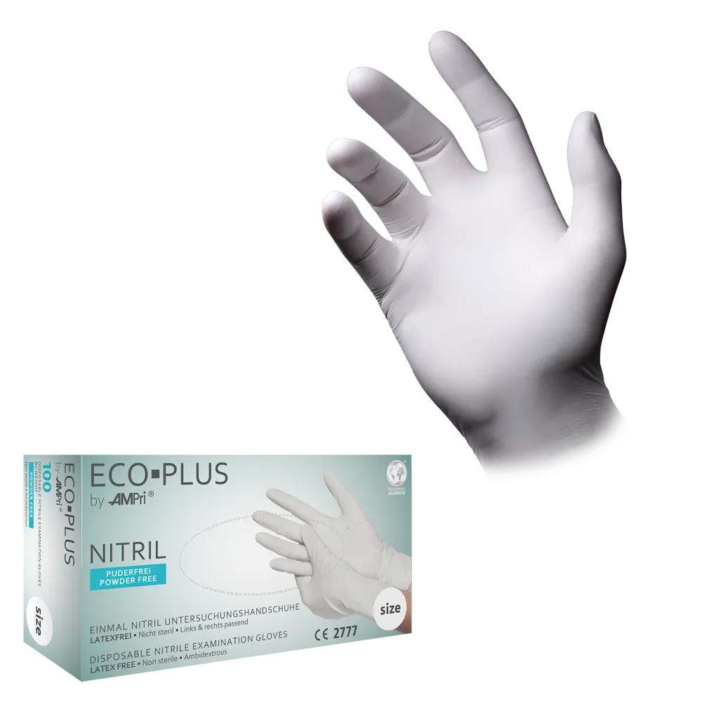 Guantes de nitrilo, blanco, talla S, sin polvo, Eco-Plus