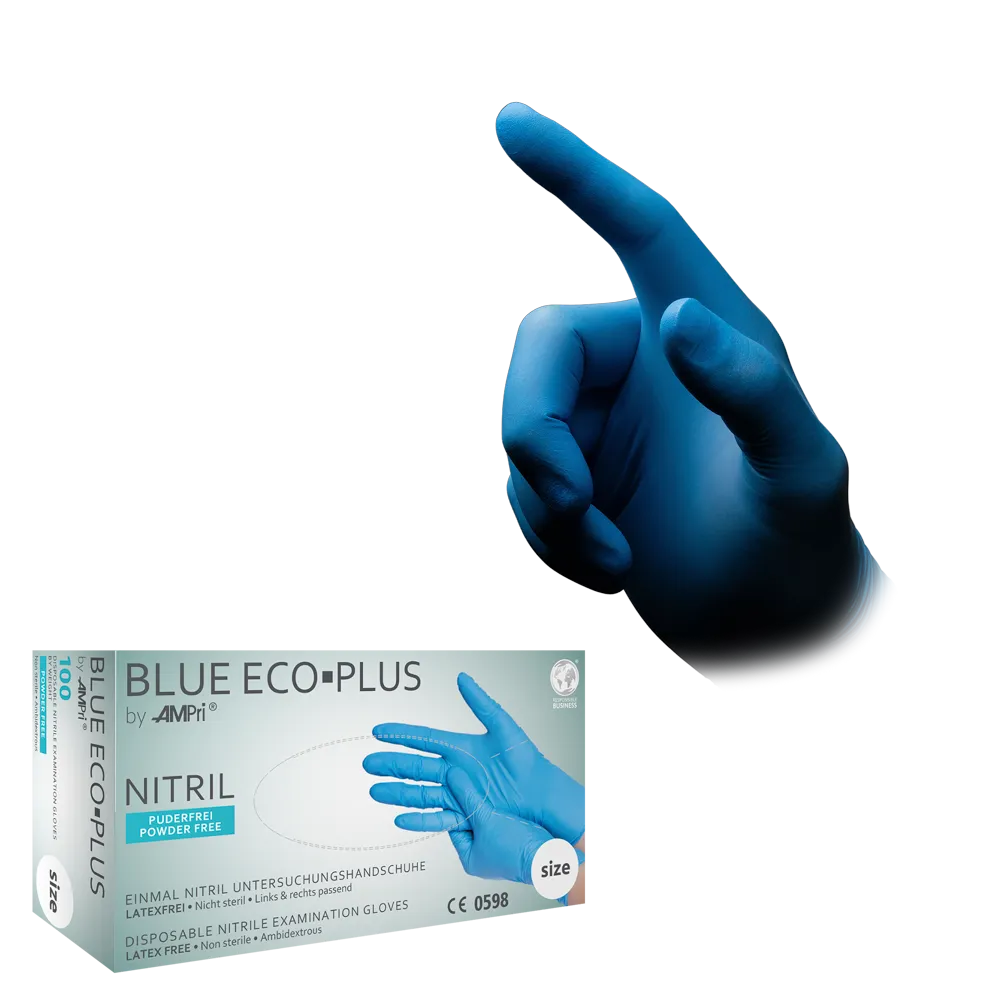 Guantes de nitrilo, azul, talla XXL, sin polvo, Azul Eco-Plus: comprar guantes desechables de nitrilo como guantes de protección y guantes de examen de nitrilo.