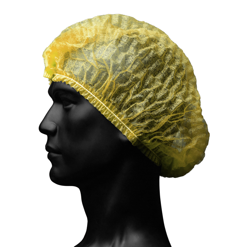 Gorros con clip, talla M, diámetro 52 cm, amarillo, Med-Comfort: comprar protección higiénica desechable como EPI adecuado para el sector alimentario.