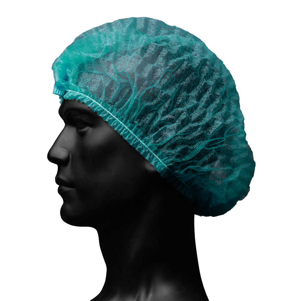 Gorros con clip, talla M, ca. 44 x 51 cm, verde, ECO-PLUS: comprar protección higiénica desechable como EPI adecuado para el sector alimentario.