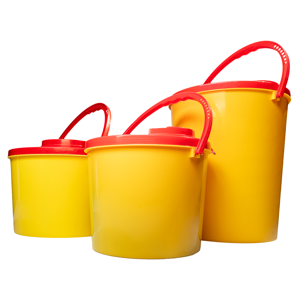 CP Caja de eliminación de jeringas, 12 l: comprar caja de eliminación de jeringas autoclavable para la eliminación segura de cánulas, jeringas, hojas de bisturí y objetos punzantes.