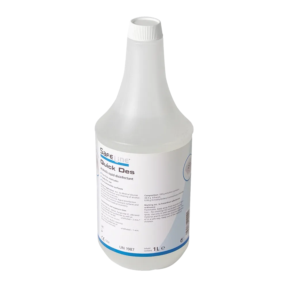 Desinfectante rápido, 1 l, Safeline Quick Des N: comprar desinfectante rápido listo para usar, compatible con la piel, como una preparación a base de alcohol.