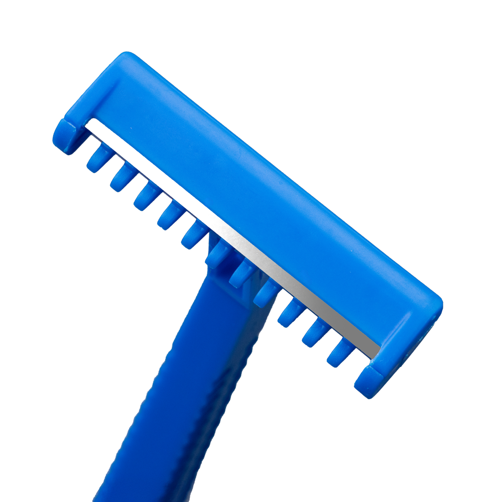 Maquinilla de afeitar desechable ABS con cuchilla de acero inoxidable, 1 filo, color azul, Top-Comfort