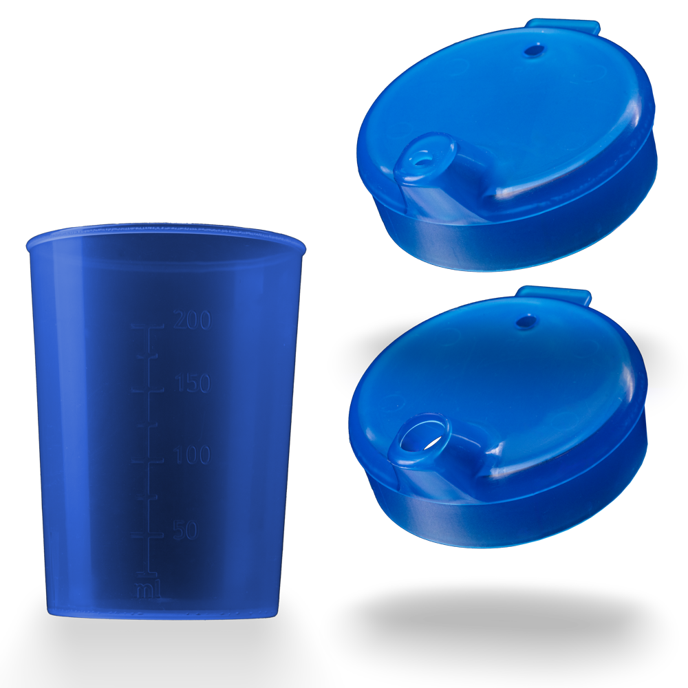 Taza de pico de PP superior e inferior SET, azul, 50 x 250 ml: comprar juego de polipropileno para 50 vasos sippy.