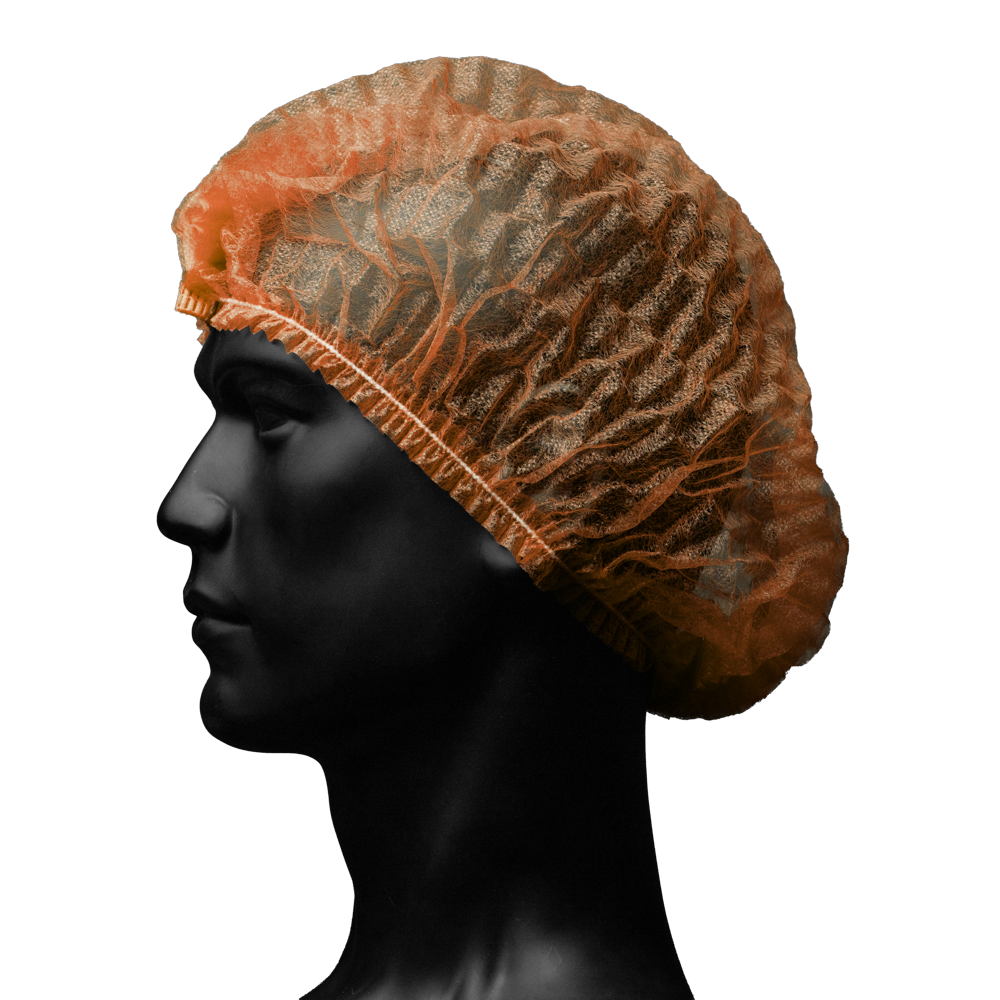 Gorros con clip, talla M, diámetro 52 cm, naranja, Med-Comfort: comprar protección higiénica desechable como EPI adecuado para el sector alimentario.