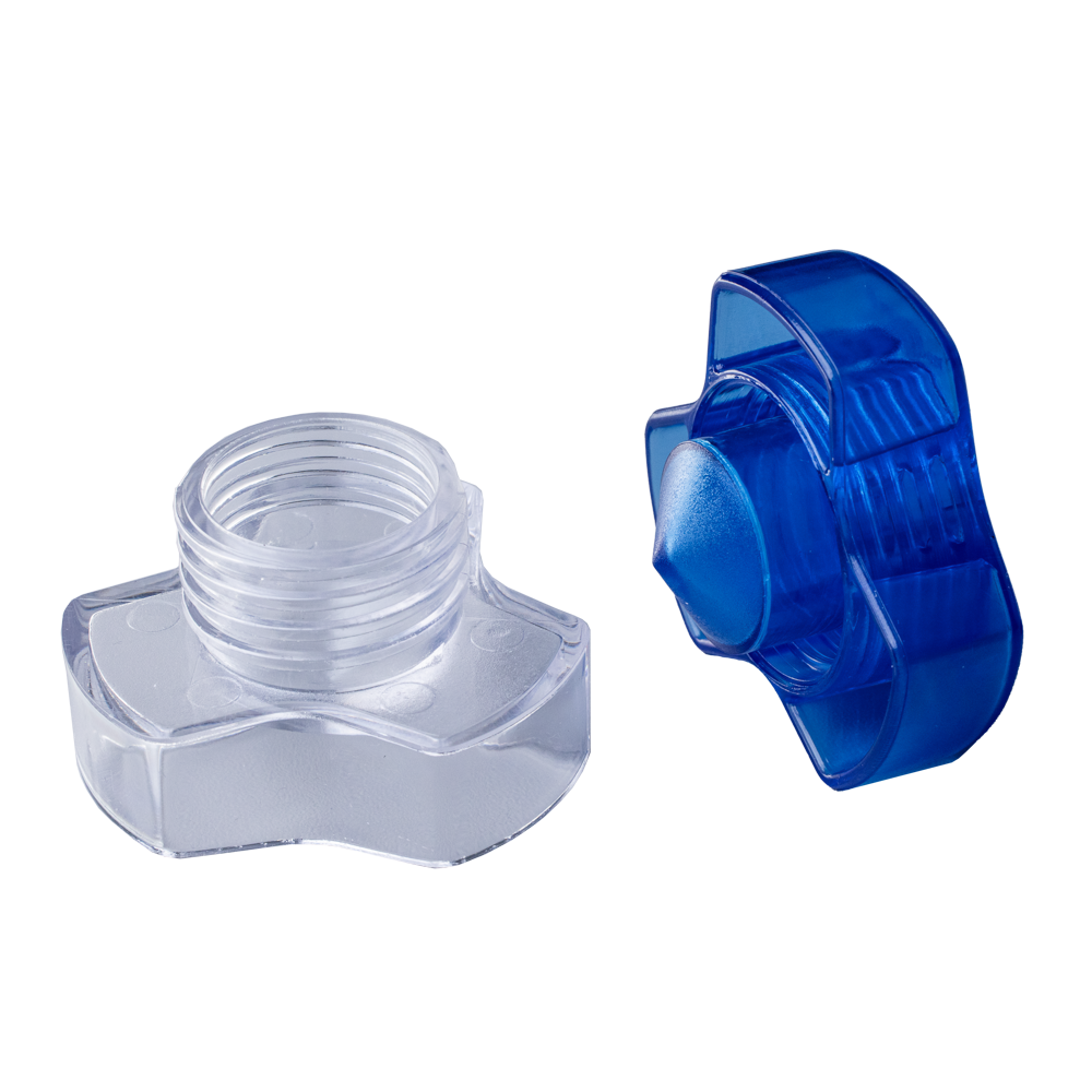 Triturador de pastillas, transparente, azul, Med-Comfort: comprar triturador de pastillas fácil de girar hecho de policarbonato para triturar pastillas.