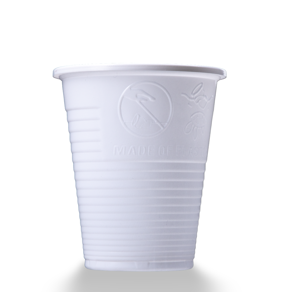 Vaso de enjuague bucal de PE, 180 ml, color blanco, polietileno