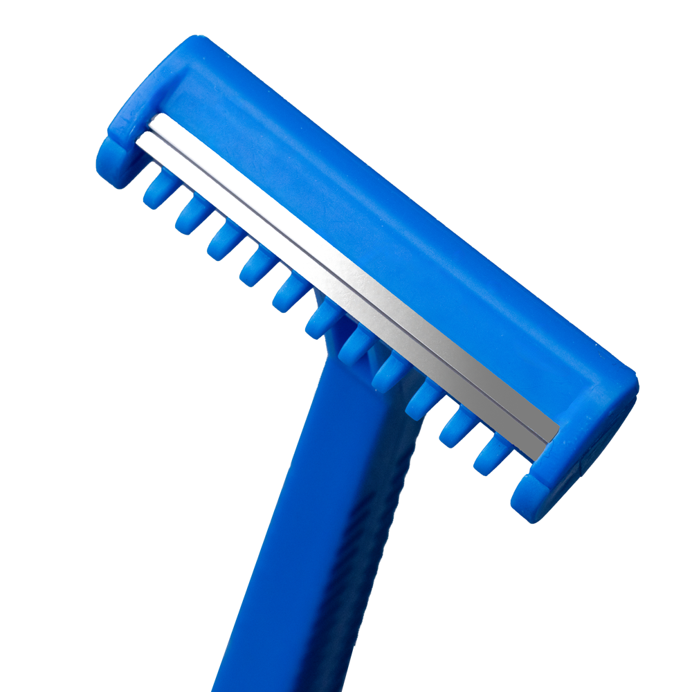 Maquinilla de afeitar desechable ABS con cuchilla de acero inoxidable, 2 filos, color azul, Top-Comfort