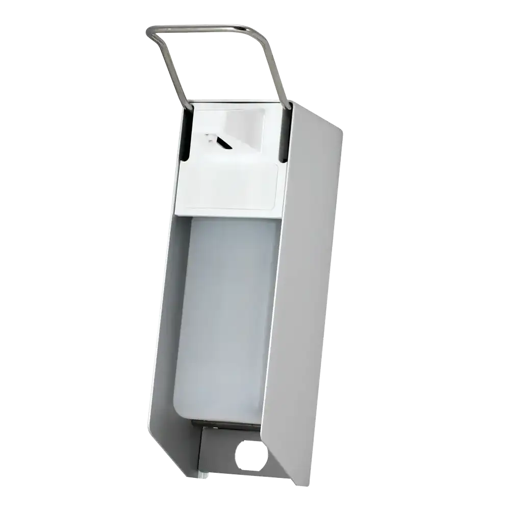 Dispensador de pared para 500 ml desinfectante y jabones líquidos, 270 x 81 x 160 mm, palanca corta