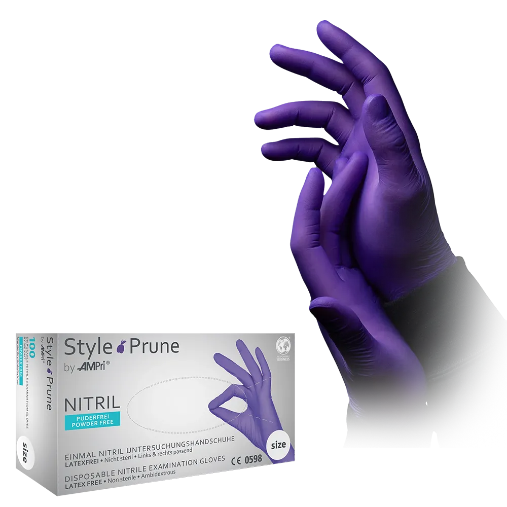 Guantes de nitrilo, púrpura oscuro, talla M, sin polvo, estilo Prune de Med-Comfort