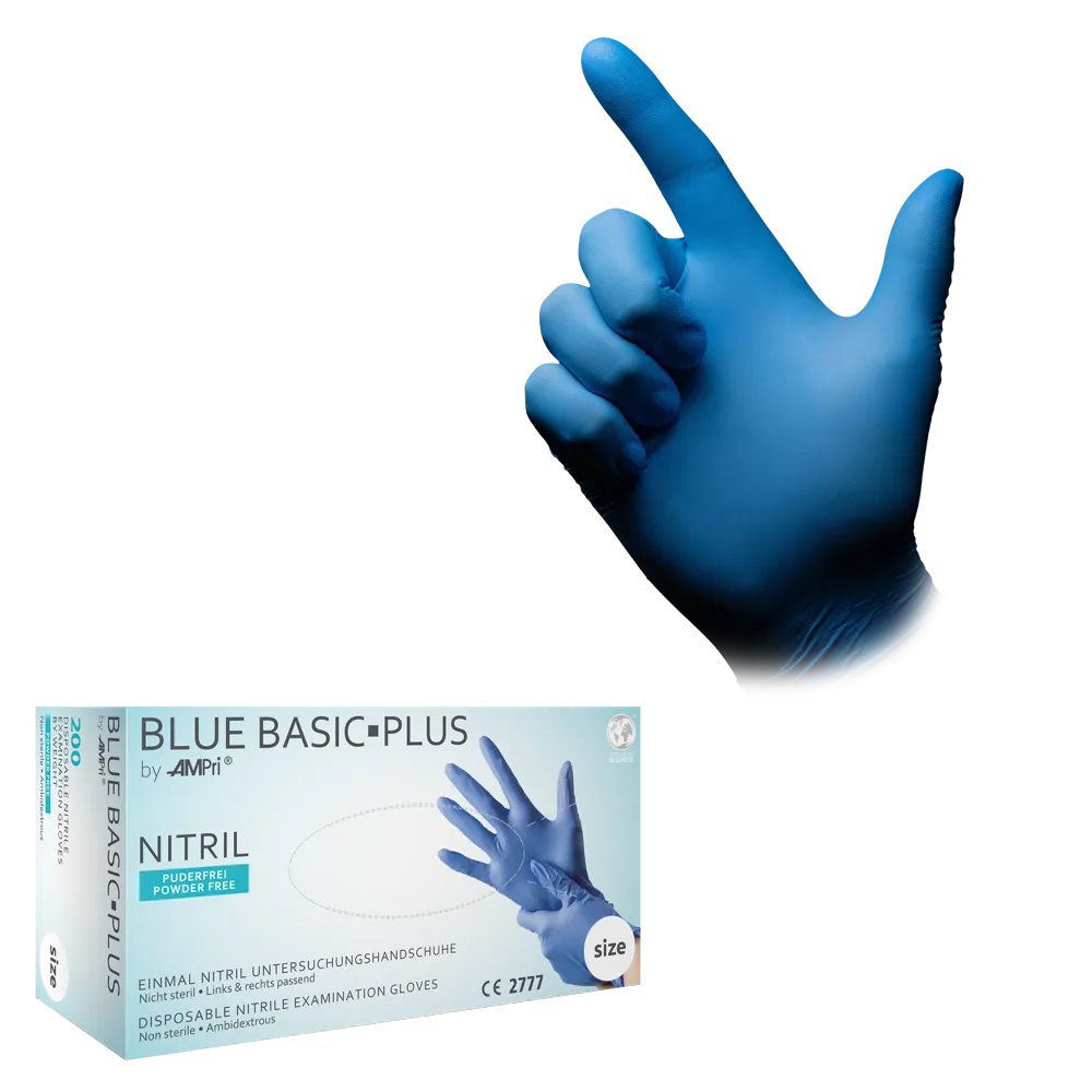 Guantes de nitrilo, azul, talla XL, sin polvo, azul Basic-Plus: comprar guantes desechables de nitrilo como guantes de protección y guantes de examen de nitrilo.