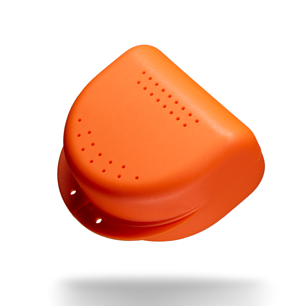Caja de PP para aparatos dentales para adultos, 80 x 80 x 45 cm, naranja, polipropileno: comprar una caja de aparatos dentales robusta y resistente para guardar los aparatos.