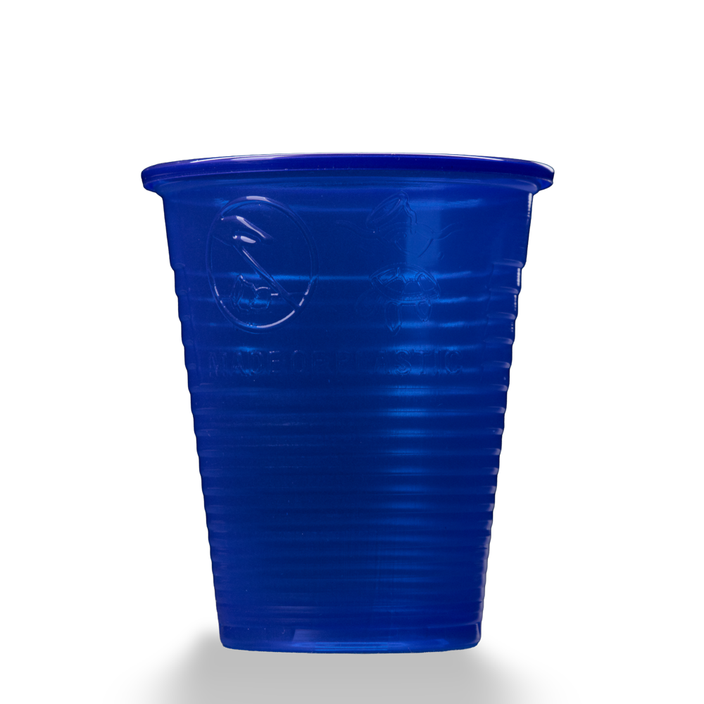 Vaso de enjuague bucal de PE, 180 ml, color azul, Polietileno: comprar vaso de enjuague bucal de PE resistente y antideslizante con borde redondeado para tratamientos dentales.