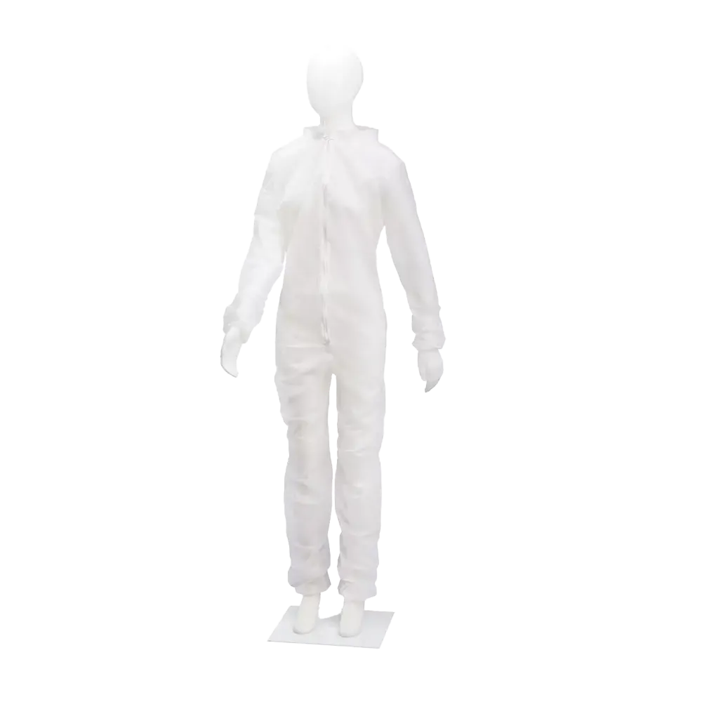 Mono de trabajo desechable, polipropileno blanco, S, M, L, XL, XXL, XXXL, Med-Comfort: comprar mono de trabajo desechable con cuello alto y cremallera como ropa de protección.