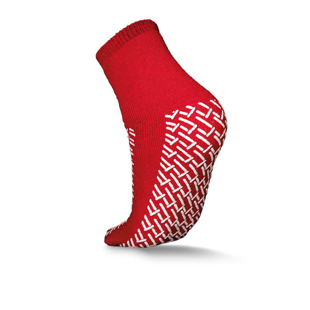 ECO-PLUS Calcetines antideslizantes, talla universal, rojo: comprar calcetines desechables antideslizantes cómodos para salas y pacientes.