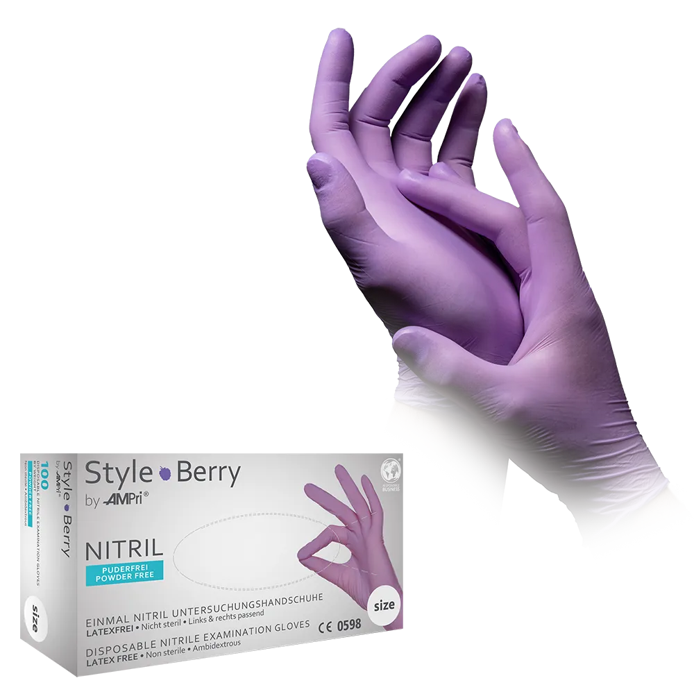 Guantes de nitrilo, púrpura, talla M, sin polvo, estilo Berry de Med-Comfort