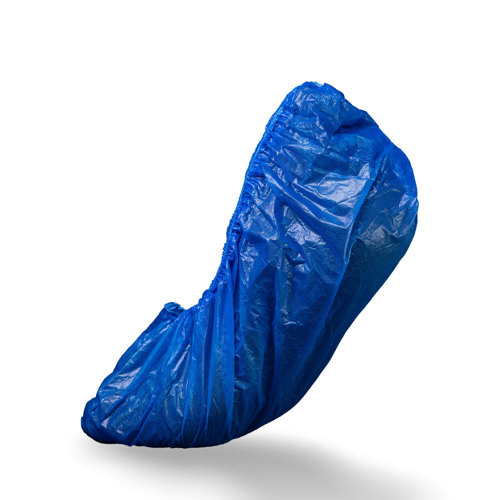 PE Sobrecalzado desechable, 15 x 42 cm, azul, polietileno, Eco-Plus: comprar sobrecalzado desechable con caucho de látex con borde como sobrecalzado de protección higiénica.