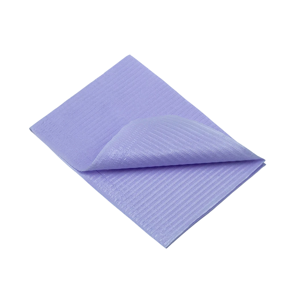 Servilletas dentales desechables para pacientes, 33 x 45 cm, color púrpura Servilletas dentales de 2 capas para utilizar durante los tratamientos dentales como material de consulta.