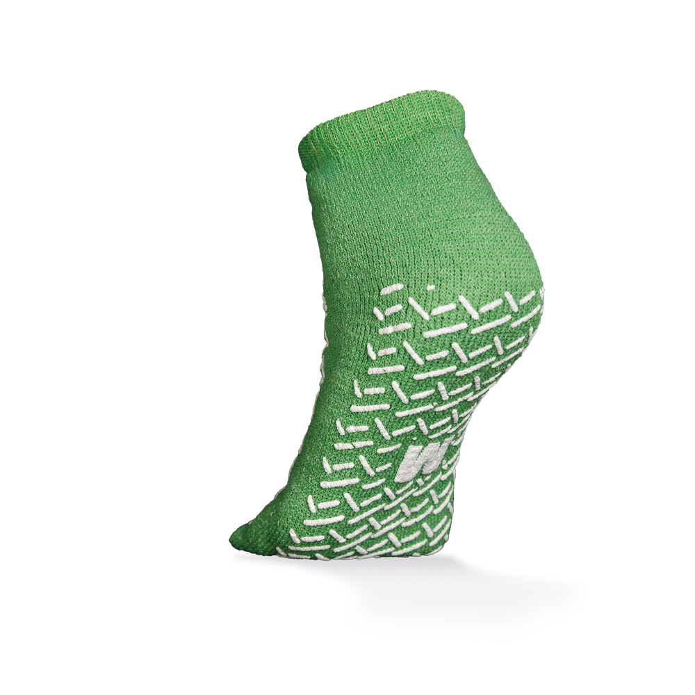 ECO-PLUS Calcetines antideslizantes, talla M, verde: comprar cómodos calcetines desechables antideslizantes para salas y pacientes.