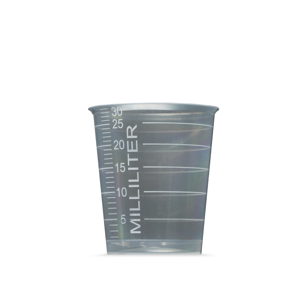 Vaso para medicamentos de PP, color transparente, 30 ml, graduado: comprar el vaso de polipropileno para Medicamentos para la toma de medicamentos o para la dosificación de líquidos y la dispensación de medicamentos como material de sala.