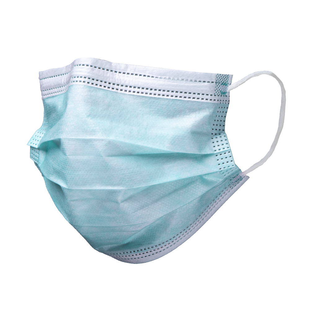 Mascarilla quirúrgica, verde, de 3 capas, tipo II, con bandas elásticas, Basic-Plus