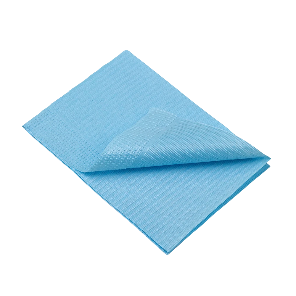 Servilletas dentales desechables para pacientes, 33 x 45 cm, color azul claro: comprar servilletas dentales de 1 o 2 capas para utilizarlas durante los tratamientos dentales como material de consulta.