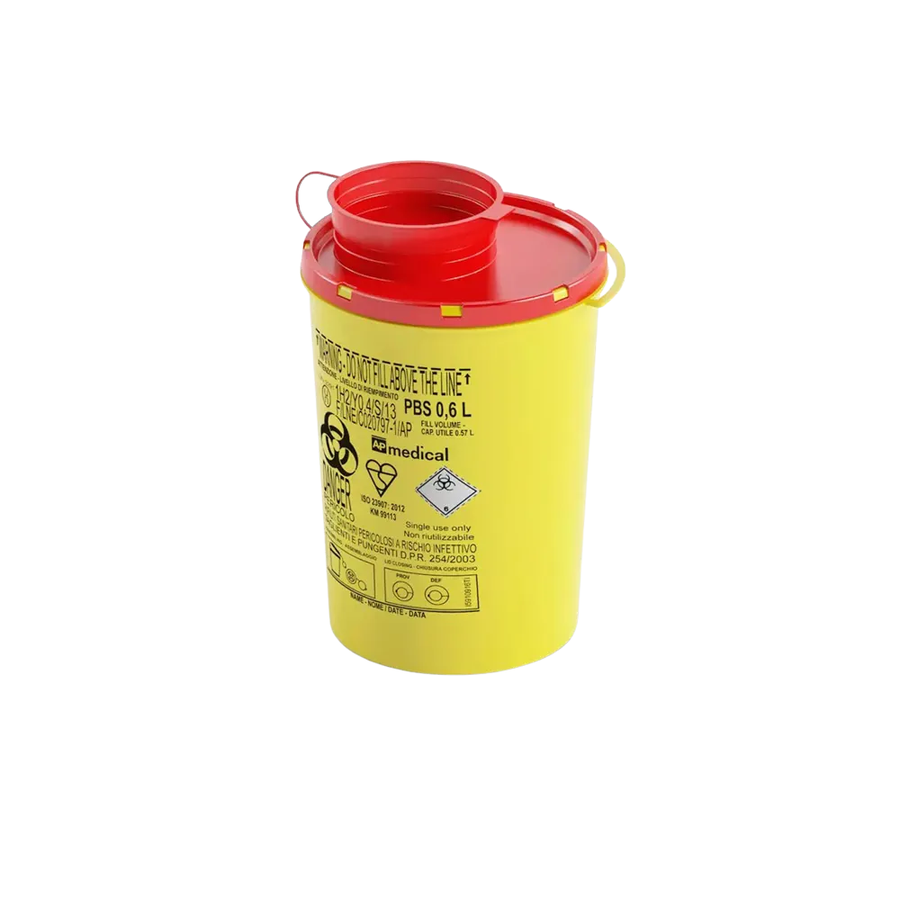 CP Caja de eliminación de jeringuillas, 0,6 l: comprar una caja de eliminación de jeringuillas autoclavable para la eliminación segura de cánulas, jeringuillas, hojas de bisturí y objetos punzantes.