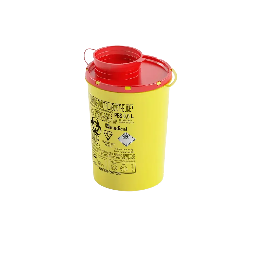 CP Caja de eliminación de jeringuillas, 0,6 l: comprar una caja de eliminación de jeringuillas autoclavable para la eliminación segura de cánulas, jeringuillas, hojas de bisturí y objetos punzantes.